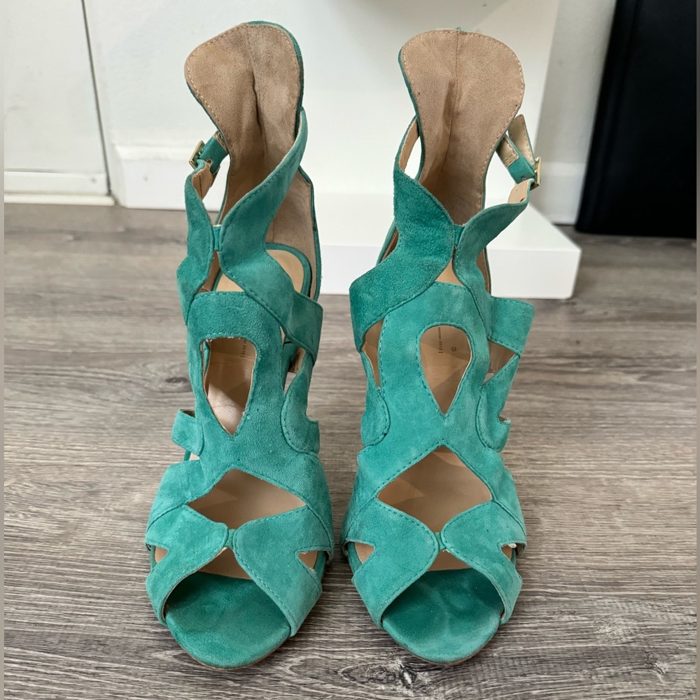 Zara Turquoise Cut out Heels - Picture 2 of 9